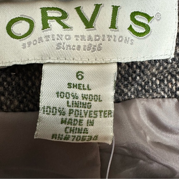 Orvis Tweed Short Blazer 100% Wool Women's 6 Open Lined Shoulder Pads Brown NEW - Picture 6 of 8
